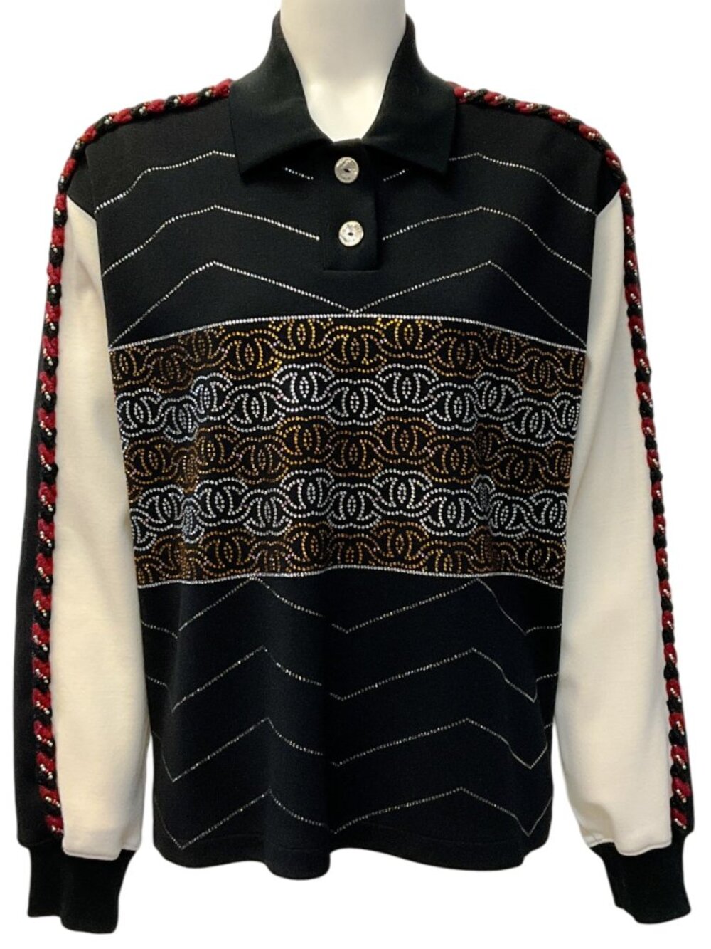 Chanel 2023 Black / Ivory CC Embellished Top